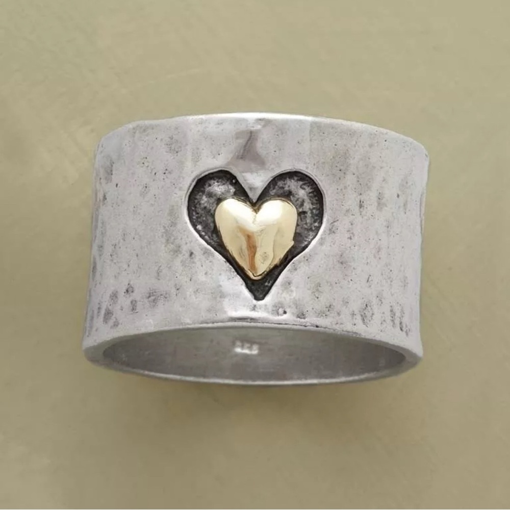 Silver and Gold Heart Ring
